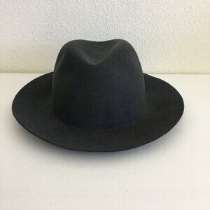 CA4LA Fedora Hat Jet Black Rabbit fur/Wool Size Medium Mens